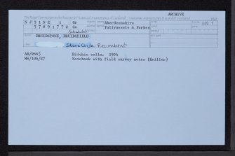 Druidstone, Druidsfield, NJ51NE 1, Ordnance Survey index card, Recto