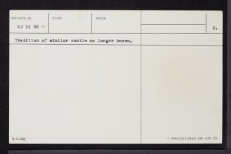 Balfluig Castle, NJ51NE 4, Ordnance Survey index card, page number 2, Verso