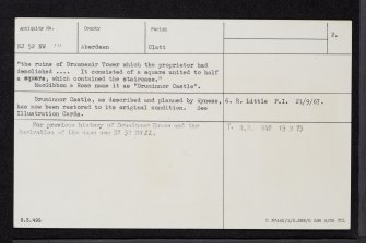 Druminnor Castle, NJ52NW 14, Ordnance Survey index card, page number 2, Verso