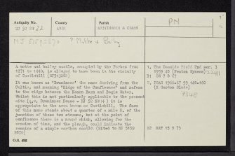 Druminnor, Castlehill, NJ52NW 22, Ordnance Survey index card, page number 1, Recto