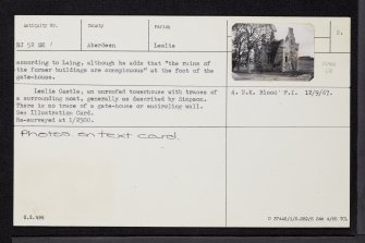 Leslie Castle, NJ52SE 1, Ordnance Survey index card, page number 2, Verso
