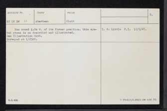 Knockespock House, Symbol Stone, NJ52SW 12, Ordnance Survey index card, page number 2, Verso