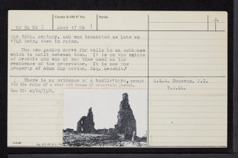 Avochie Castle, NJ54NW 3, Ordnance Survey index card, page number 2, Verso