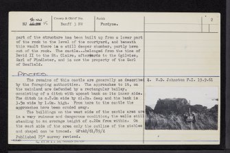 Findlater Castle, NJ56NW 15, Ordnance Survey index card, page number 2, Verso
