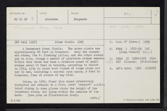 Tillyfourie, NJ61SW 3, Ordnance Survey index card, page number 1, Recto