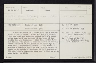 Luath's Stone, NJ61SW 5, Ordnance Survey index card, Recto