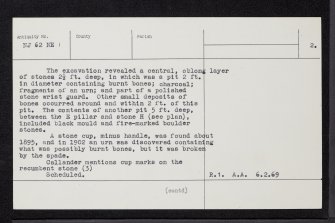 Old Rayne, NJ62NE 1, Ordnance Survey index card, page number 2, Verso