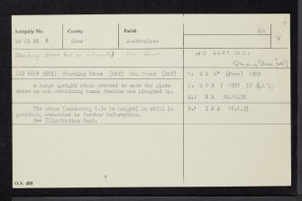 Logie Newton, NJ63NE 6, Ordnance Survey index card, Recto