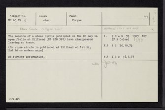 Hillhead Of Bogfouton, NJ63NW 4, Ordnance Survey index card, Recto