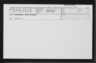 Kinnairdy, Toll Cottage, NJ64NW 20, Ordnance Survey index card, Recto