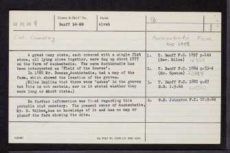 Mains Of Auchinbadie, NJ65NE 8, Ordnance Survey index card, Recto