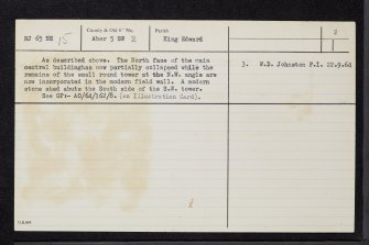 Eden Castle, NJ65NE 15, Ordnance Survey index card, page number 2, Verso