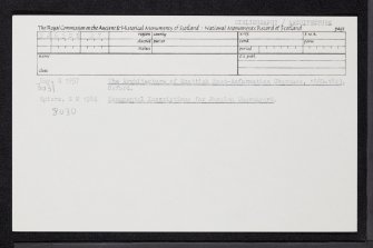 Forglen, Parish Church And Burial-Ground, NJ65SE 27, Ordnance Survey index card, Recto