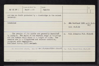 Boyne Castle, NJ66NW 1, Ordnance Survey index card, page number 2, Verso