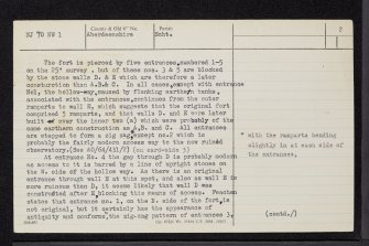 Barmekin Of Echt, NJ70NW 1, Ordnance Survey index card, page number 2, Verso