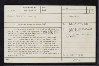 Wester Echt, NJ70NW 2, Ordnance Survey index card, page number 1, Recto