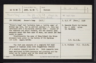 Bruce's Camp, NJ71NE 3, Ordnance Survey index card, page number 1, Recto