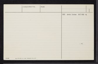 Fullerton, NJ71NE 14, Ordnance Survey index card, Verso