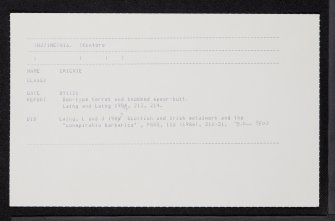 Crichie, NJ71NE 16, Ordnance Survey index card, Recto
