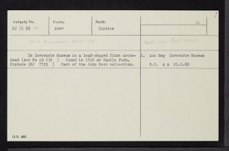 Castle Farm, Kintore, NJ71NE 56, Ordnance Survey index card, Recto