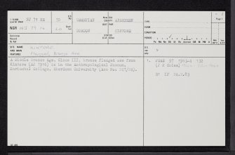 Kintore, NJ71NE 70, Ordnance Survey index card, page number 1, Recto