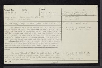 'The Chapel O' Sink', NJ71NW 4, Ordnance Survey index card, page number 1, Recto