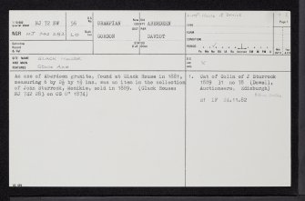 Glack House, NJ72NW 56, Ordnance Survey index card, page number 1, Recto
