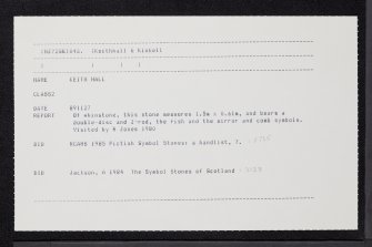 Keith Hall, NJ72SE 46, Ordnance Survey index card, Recto