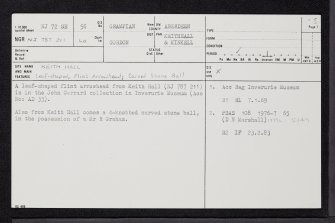 Keith Hall, NJ72SE 56, Ordnance Survey index card, page number 1, Recto