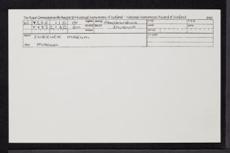 Inverurie Museum, NJ72SE 110, Ordnance Survey index card, Recto