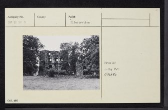 Balquhain Castle, NJ72SW 5, Ordnance Survey index card, Recto