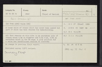 Hill Of Whitecross, NJ72SW 14, Ordnance Survey index card, Recto