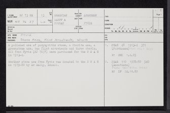 Fyvie, NJ73NE 13, Ordnance Survey index card, page number 1, Recto