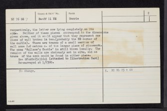 Wallace's Castle', Minnonie, NJ76SE 7, Ordnance Survey index card, page number 2, Verso