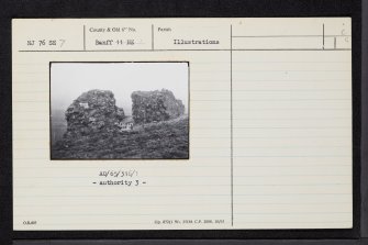 Wallace's Castle', Minnonie, NJ76SE 7, Ordnance Survey index card, Recto