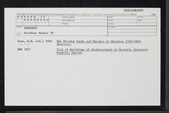 Aberdeen, Ashtown, Boundary Marker 39, NJ80NE 36, Ordnance Survey index card, Recto