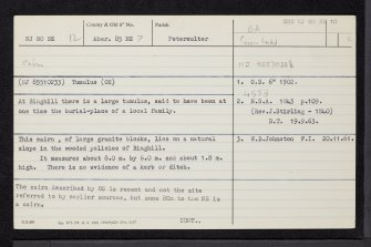 Binghill, NJ80SE 12, Ordnance Survey index card, Recto