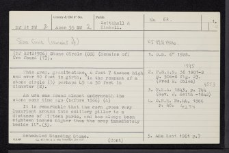 Peat Hill, NJ81NW 2, Ordnance Survey index card, page number 1, Recto