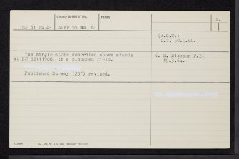 Peat Hill, NJ81NW 2, Ordnance Survey index card, page number 2, Verso