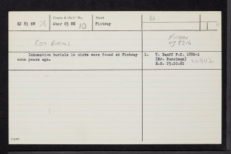 Hatton Of Fintray, Chapel Graveyard, NJ81NW 25, Ordnance Survey index card, Recto