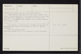 Udny Castle, NJ82NE 21, Ordnance Survey index card, page number 2, Verso