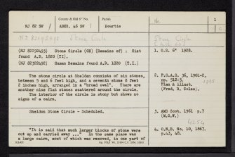 Shelden, NJ82SW 1, Ordnance Survey index card, page number 1, Recto
