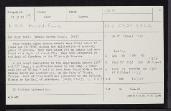 South Ythsie, NJ83SE 15, Ordnance Survey index card, Recto