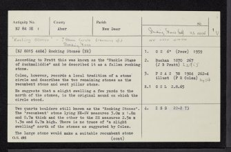 Auchmaliddie, NJ84SE 1, Ordnance Survey index card, page number 1, Recto