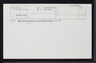 Auchmaliddie, NJ84SE 1, Ordnance Survey index card, Recto