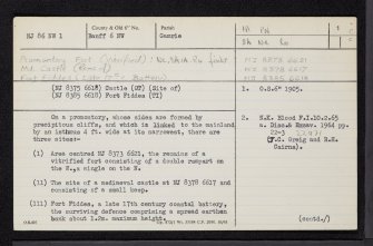 Cullykhan, NJ86NW 1, Ordnance Survey index card, page number 1, Recto