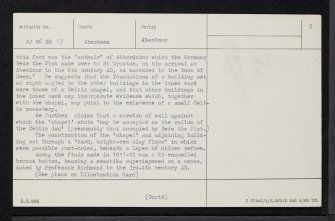 Dundarg Castle, NJ86SE 17, Ordnance Survey index card, page number 2, Verso