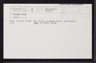 Dundarg Castle, NJ86SE 17, Ordnance Survey index card, Recto