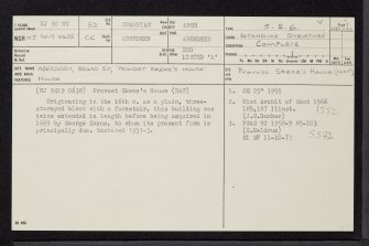 Aberdeen, Broad Street, Provost Skene's House And Archway, NJ90NW 52, Ordnance Survey index card, page number 1, Recto