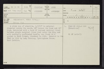 Aberdeen, Park Street, Steatite Cup, NJ90NW 58, Ordnance Survey index card, page number 1, Recto